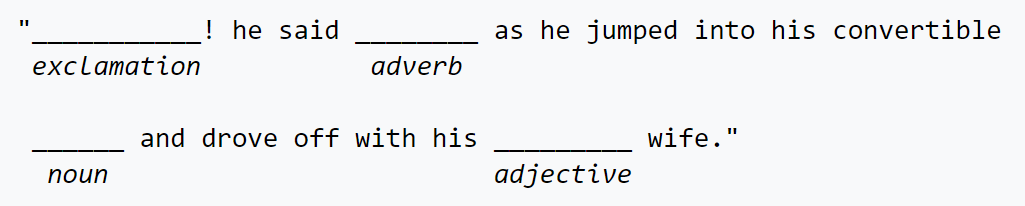 Mad Libs Example
