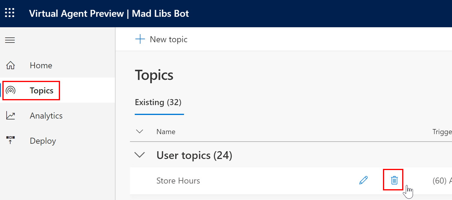 Delete unused topics
